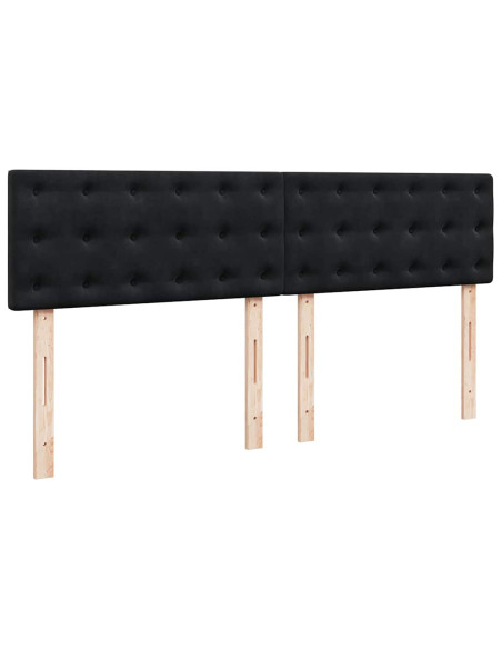 Struttura Letto Pouf con Materasso Nero 160x200 cm in Velluto