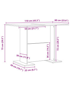 Tavolo da pranzo Rovere nero 110 x 60 x 75 cm Legno multistrato