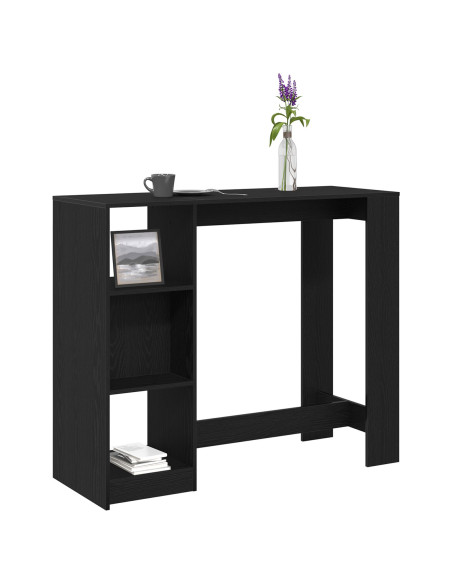 Tavolo da bar con ripiano Nero Rovere 102,5x46x103,5 cm Legno ingegnerizzato