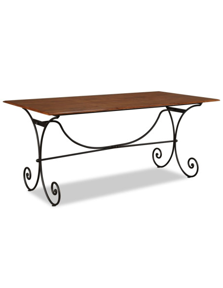 Tavolo da Pranzo in Legno Massello Finitura Ambra 180x90x76 cm