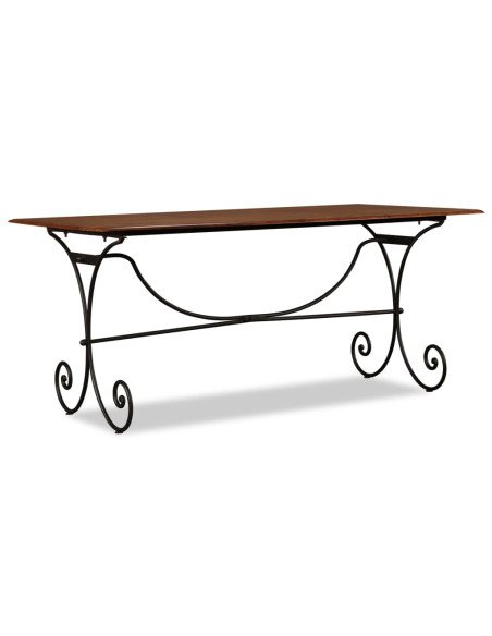 Tavolo da Pranzo in Legno Massello Finitura Ambra 180x90x76 cm