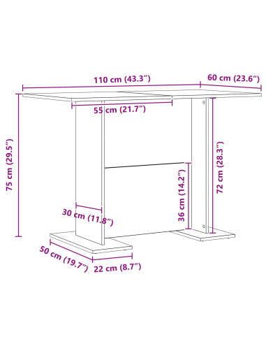 Tavolo da pranzo Rovere Sonoma 110 x 60 x 75 cm