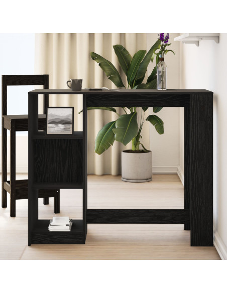 Tavolo da bar con ripiano Nero Rovere 102,5x46x103,5 cm Legno ingegnerizzato