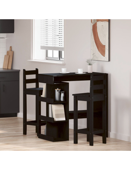 Tavolo da bar in rovere nero con rack per riporre, 100x50x101.5 cm