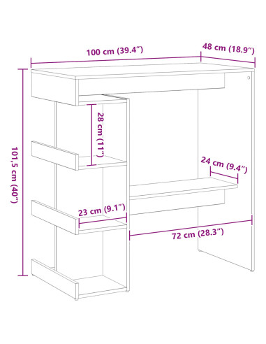 Tavolo da bar Rovere Nero 100 x 48 x 101,5 cm Legno multistrato