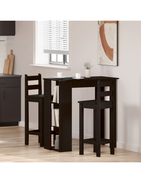 Tavolo da Bar con Ripiano - Rovere Nero, 102x50x103.5 cm, Realizzato in Legno Ingegnerizzato