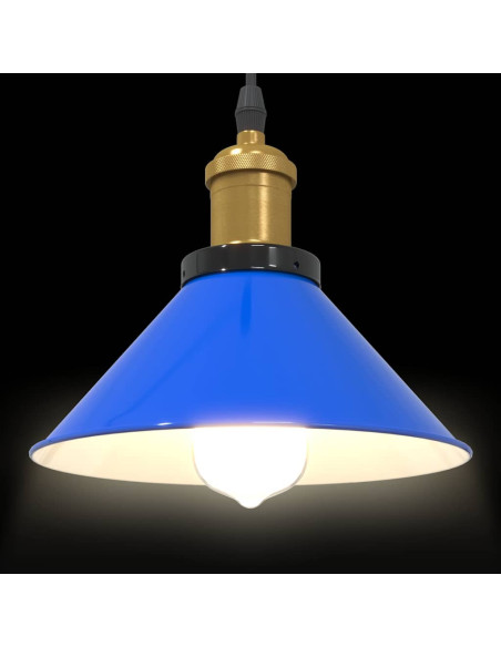 Lampada a Sospensione Regolabile E27 Blu Scuro Ø22 cm Metallo