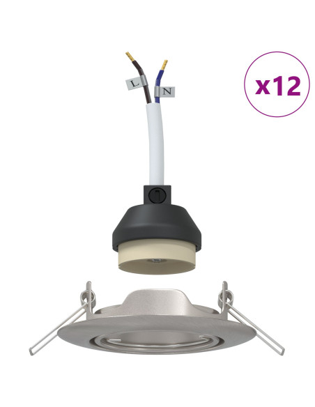 Lampade Set di 12 Argento Metallo 9 cm Luci Incassate Rotonde