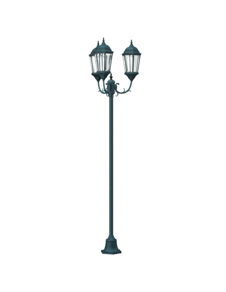 Palo per Giardino  con 3 Lampade E27 Verde 220 cm Alluminio
