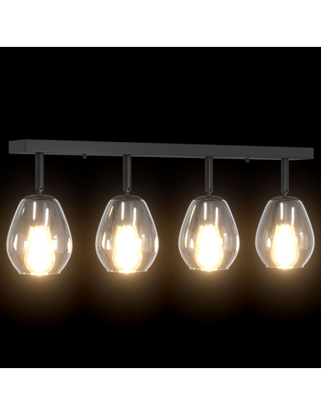 Faretto da soffitto Nero 73,5 x 13 x 26 cm Vetro e Metallo