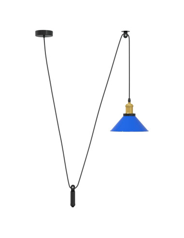 Lampada a Sospensione Regolabile E27 Blu Scuro Ø22 cm Metallo