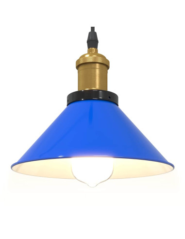 Lampada a Sospensione Regolabile E27 Blu Scuro Ø22 cm Metallo