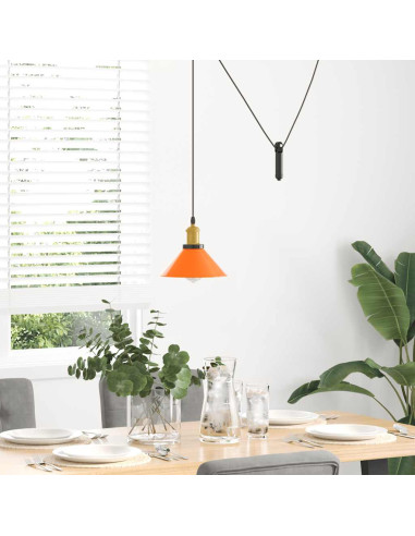 Lampada Sospensione Regolabile E27 Arancio Lucido Ø22cm Metallo