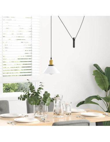 Lampada Sospensione Regolabile E27 Bianco Lucido Ø22cm Metallo