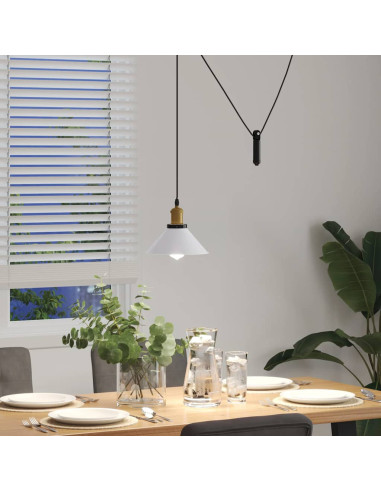 Lampada Sospensione Regolabile E27 Bianco Lucido Ø22cm Metallo