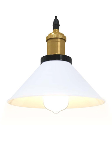 Lampada Sospensione Regolabile E27 Bianco Lucido Ø22cm Metallo