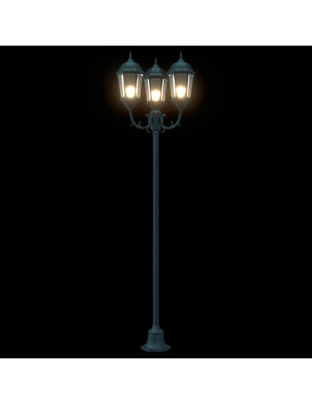 Palo per Giardino  con 3 Lampade E27 Verde 220 cm Alluminio