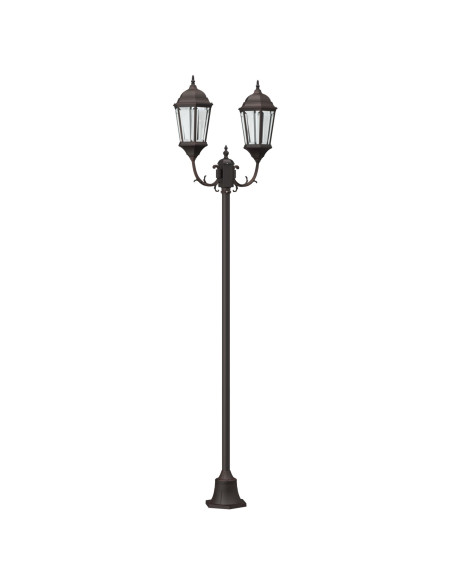 Lampione da Giardino  2-Lampade E27 Bronzo 220 cm Alluminio