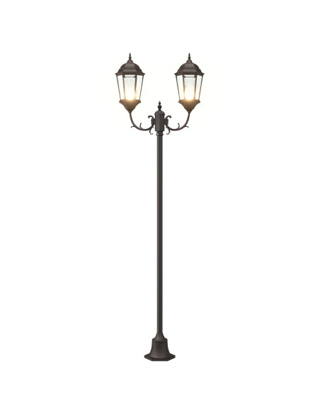 Lampione da Giardino  2-Lampade E27 Bronzo 220 cm Alluminio