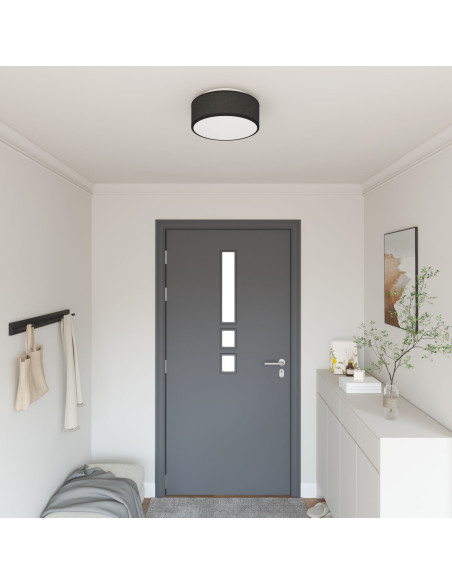 Lampada da soffitto  Flush Mount Nera Ø 30 cm in Tessuto con attacco E27