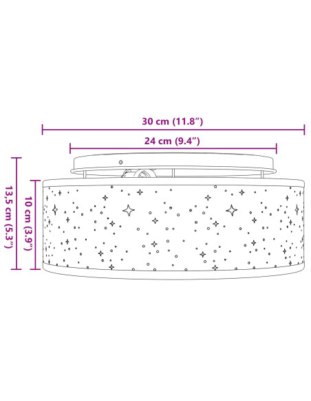 Lampade da soffitto  con paralume stellato Tortora Ø 30 cm in tessuto E27