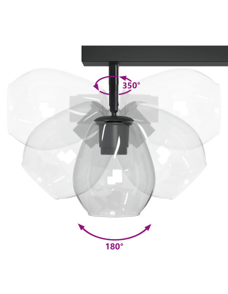 Lampade da soffitto  con paralume in vetro regolabile antracite E27