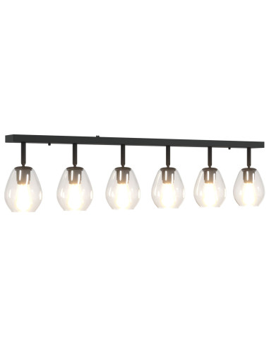 Faretto da soffitto Nero 110,5 x 13 x 26 cm Vetro e Metallo