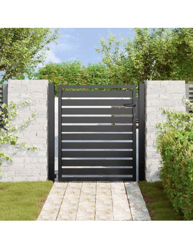 Cancello da Giardino con Serratura Nero 100x100 cm in Alluminio
