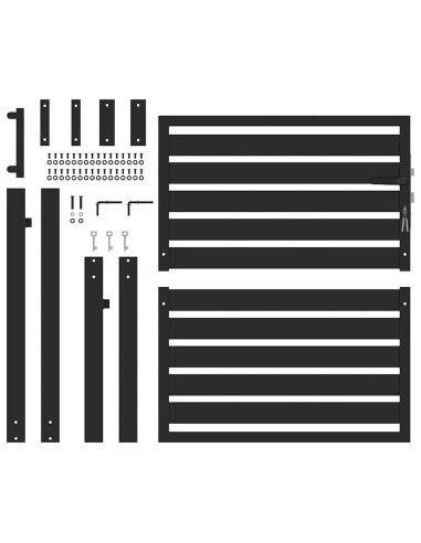 Cancello da Giardino con Serratura Nero 100x100 cm in Alluminio