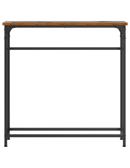 Tavolino in legno vecchio 75x19,5x75 cm in legno ingegnerizzato e acciaio