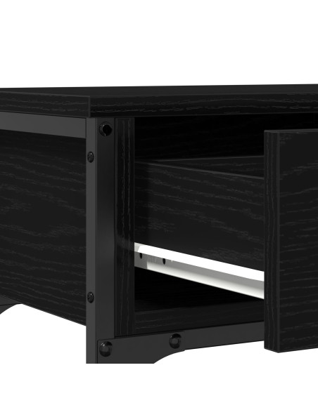 Tavolino Nero Rovere 100x25x75 cm Legno ingegnerizzato e Acciaio