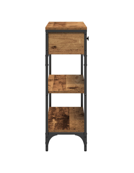 Tavolino in Legno Vecchio 72,5x25x75 cm Legno Ingegnerizzato e Acciaio