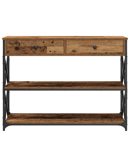 Tavolo Consolle Legno Vecchio 100x28x75 cm Legno Ingegnerizzato & Acciaio