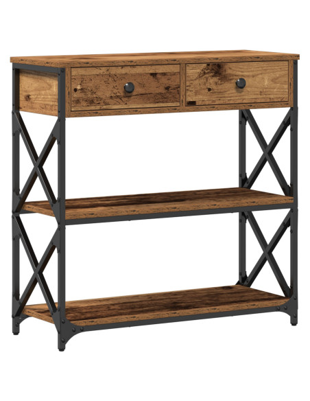 Tavolo Consolle con cassetto Legno vecchio 75 x 28 x 75 cm