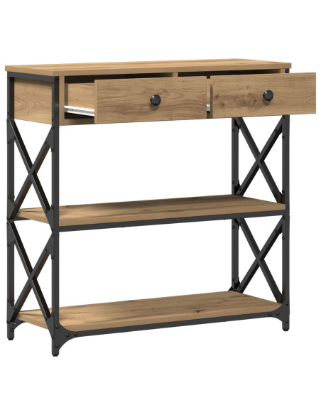 Tavolo Consolle con cassetto rovere artigianale 75 x 28 x 75 cm