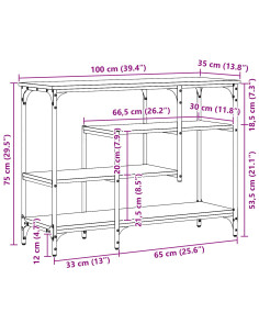 Tavolo Console con lo scaffale Legno vecchio 100 x 35 x 75 cm