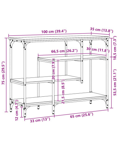 Tavolo Console con lo scaffale Legno vecchio 100 x 35 x 75 cm