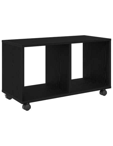 Tavolino con Ruote Rovere Nero 72x33x42,5 cm Legno Ingegnerizzato