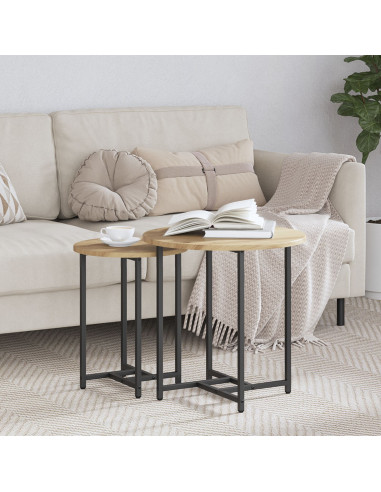 Set tavolini 2 pcs Rovere Artigianale e Nero