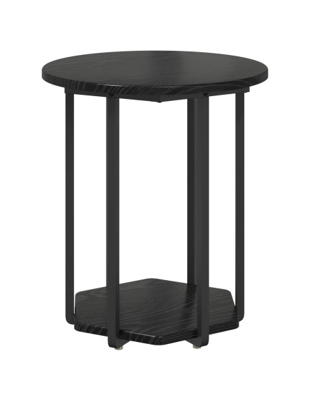 Set tavolini con lo scaffale 2 pcs Rovere Nero