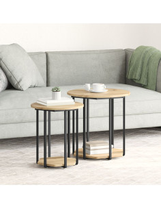 Set tavolini con lo scaffale 2 pcs Marrone