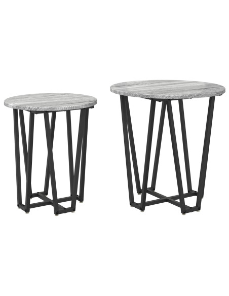 Set di 2 tavolini Grigio Sonoma in legno ingegnerizzato e metallo