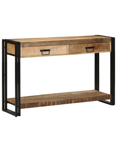 Tavolo Consolle  120x33x75 cm in Legno Massello Grezzo di Mango