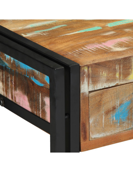 Tavolo Consolle Multicolore in Legno Recuperato e Metallo