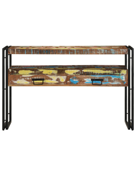 Tavolini Multicolore 120x33x75 cm in Legno Massello di Recupero e Metallo