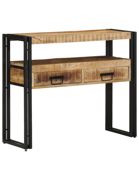 Tavolini  Neri 90x33x75 cm in Legno Massello di Mango e Metallo