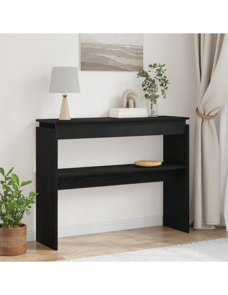 Tavolo Consolle Nero Rovere 80x30x102 cm in Legno Ingegnerizzato di