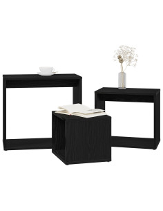Tavolo Nesting 3 pcs Rovere Nero Legno multistrato