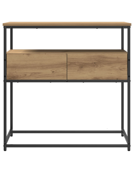 Tavolino Console Rovere Artigianale 75x40x75 cm Legno Ingegnerizzato e Acciaio