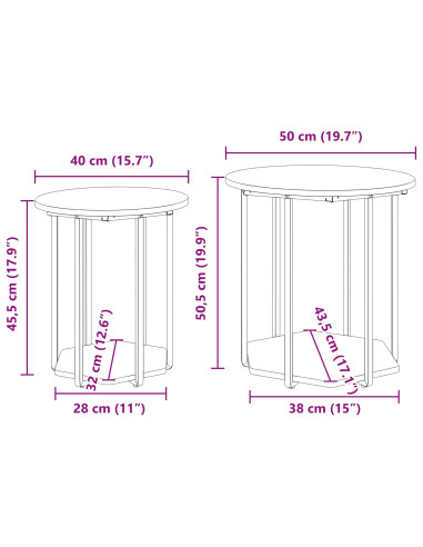 Set tavolini con lo scaffale 2 pcs Grigio